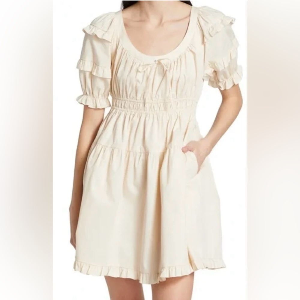 En Saison Cream Ruffle Poplin Dress Size Small
